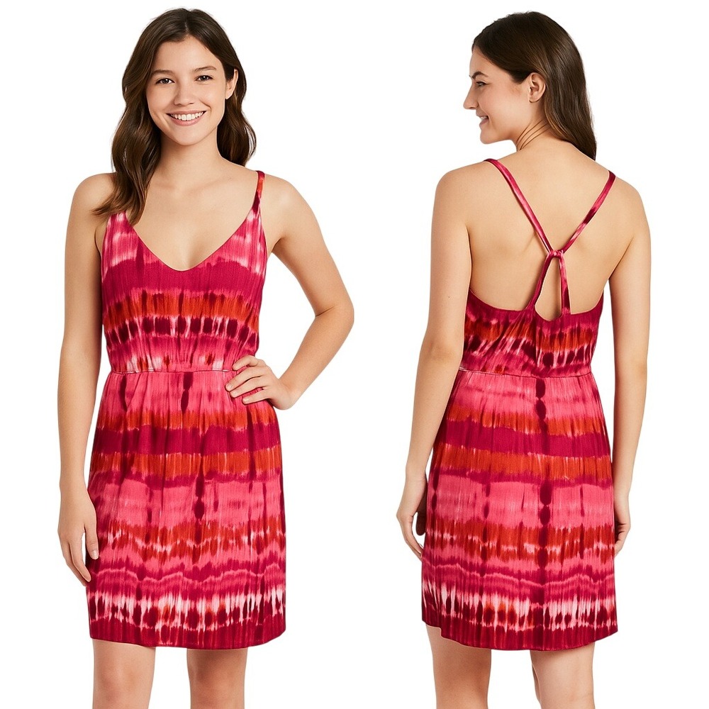 Banana Republic‎ Dress 2 Multicolor Sundress Twisted Straps Silk TieD ye Pockets